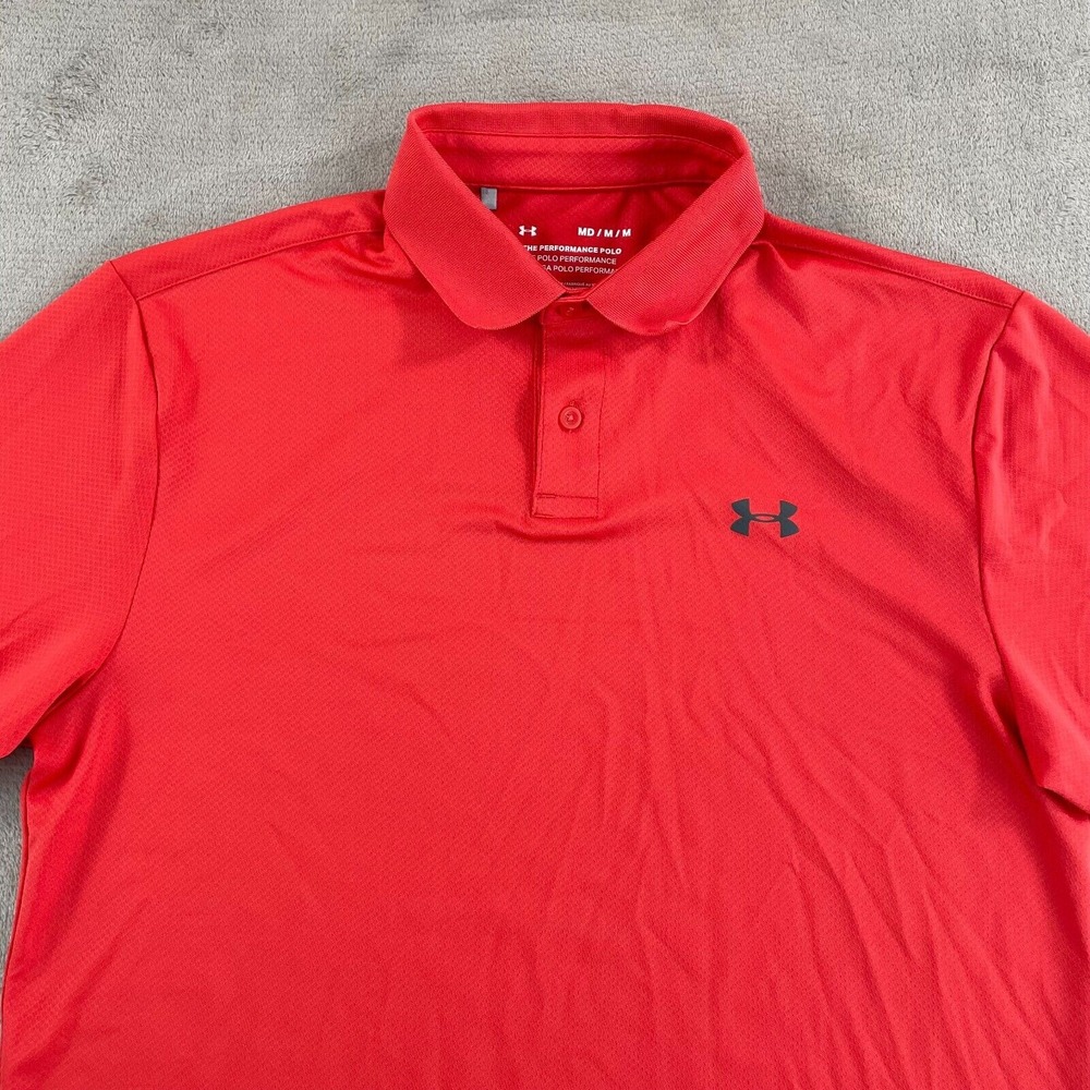Under Armour The Performance Golf Polo Shirt Men Medium Red Short Sleeve NWOT‎